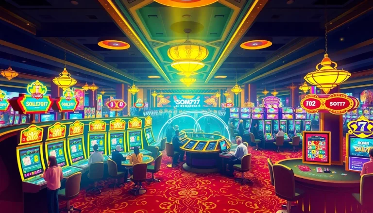 Experience the excitement of som777 with energetic players and vibrant gaming scenes in a luxury casino.
