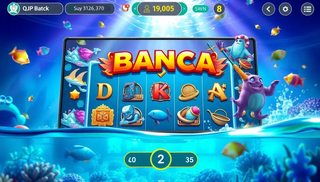 Engaging BANCA game interface showcases vibrant action with dynamic aquatic themes.