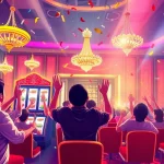 Celebrate the excitement of slot gacor with joyous players winning big at an online casino.