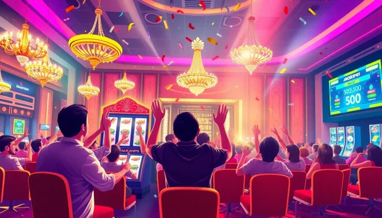 Celebrate the excitement of slot gacor with joyous players winning big at an online casino.
